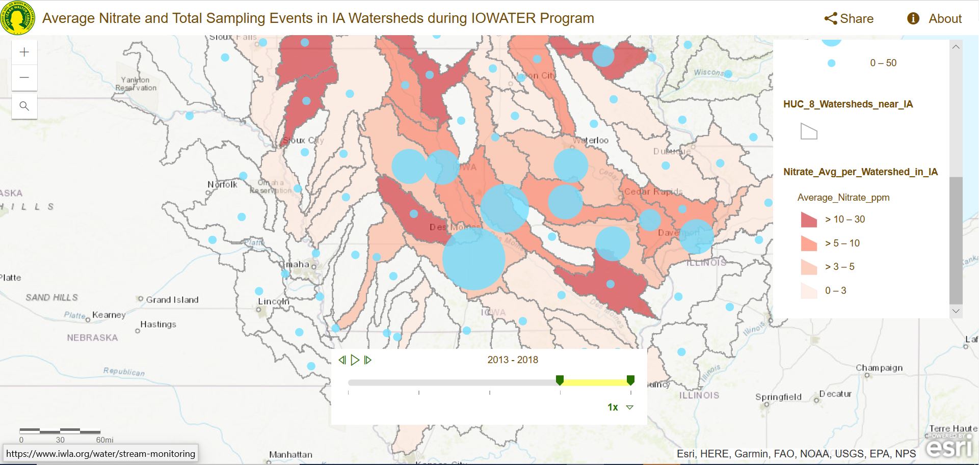 Nitrate concentrations in Iowa