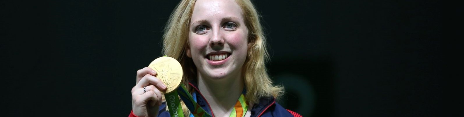 Ginny Thrasher with Olympic gold medal