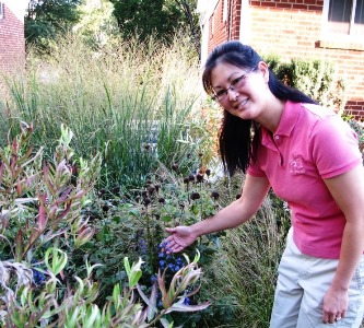 Woman with diverse planting