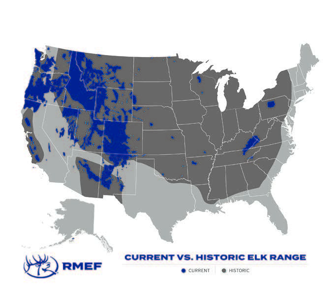Current vs. historic elk range - credit Rocky Mountain Elk Foundation